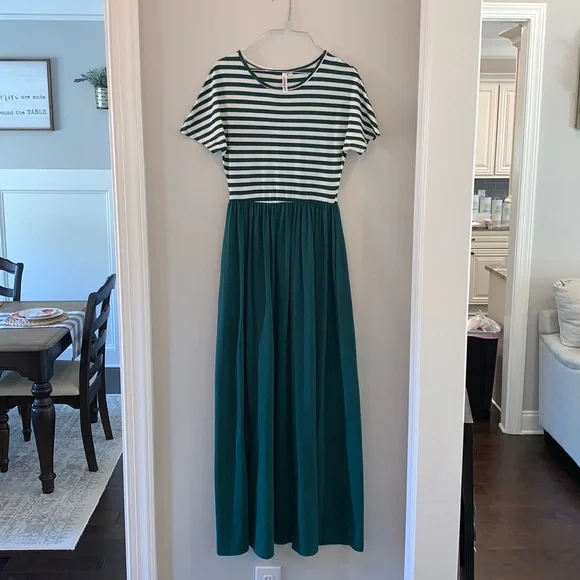 Journey Five | Dresses | Journey Five Green Stripe Maxi Dress S | Poshmark